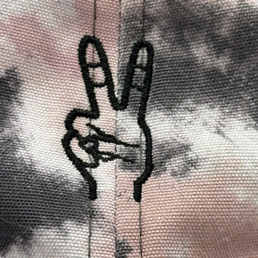 Tie-Dye Peace‎ Sign Embroidered Baseball Cap Pink Black White One Size